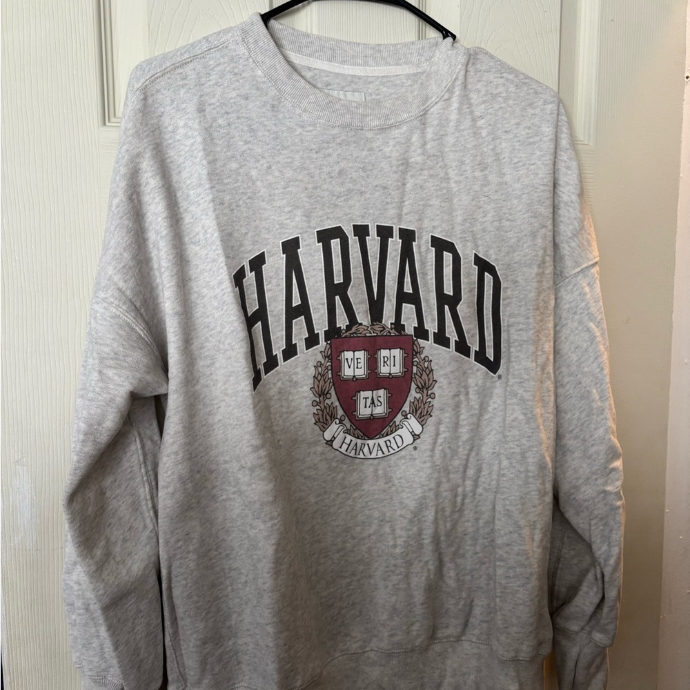 Abercrombie & Fitch Light Gray Harvard Crewneck Sweatshirt